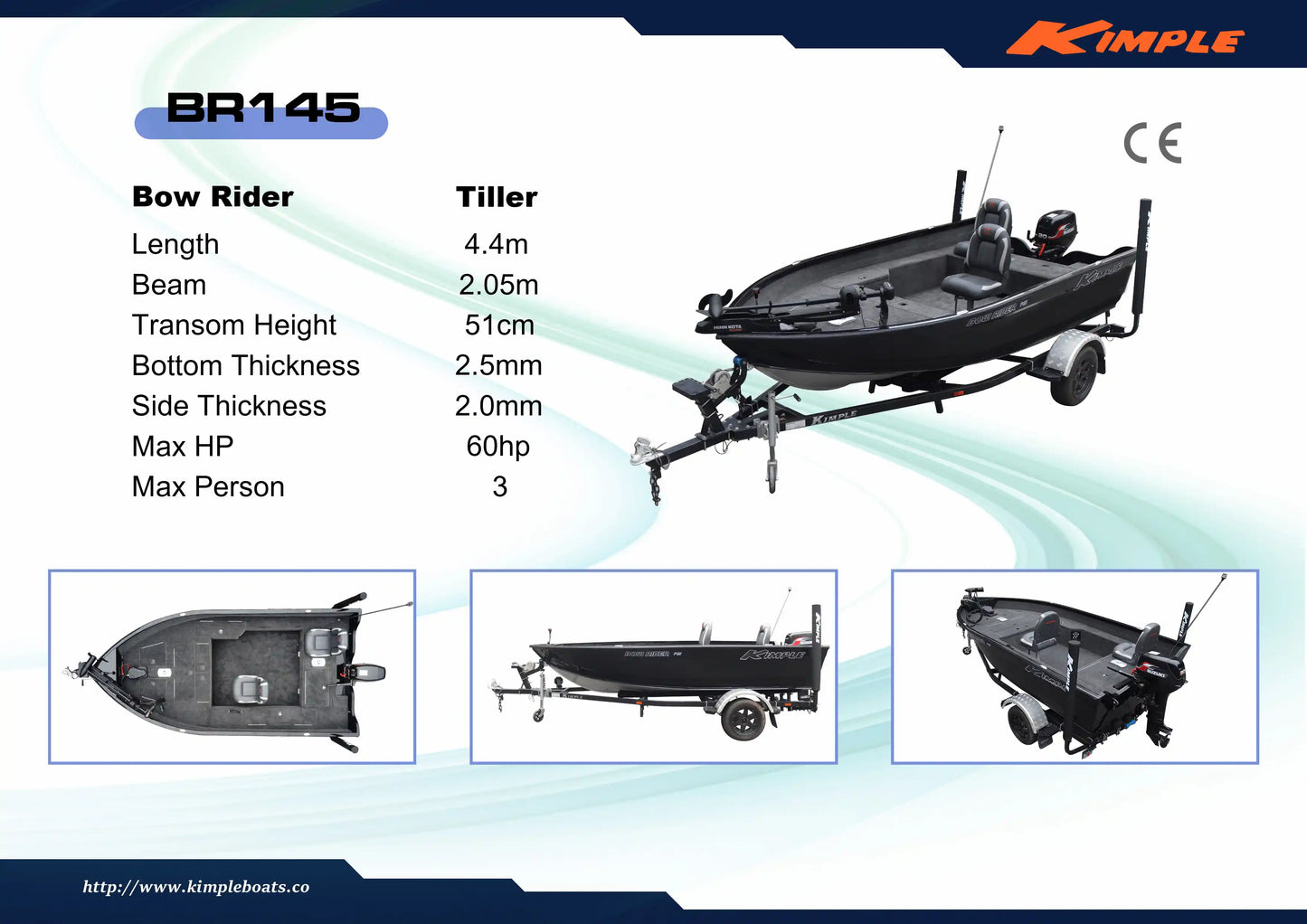 Kimple Bow Rider BR 145 Tiller